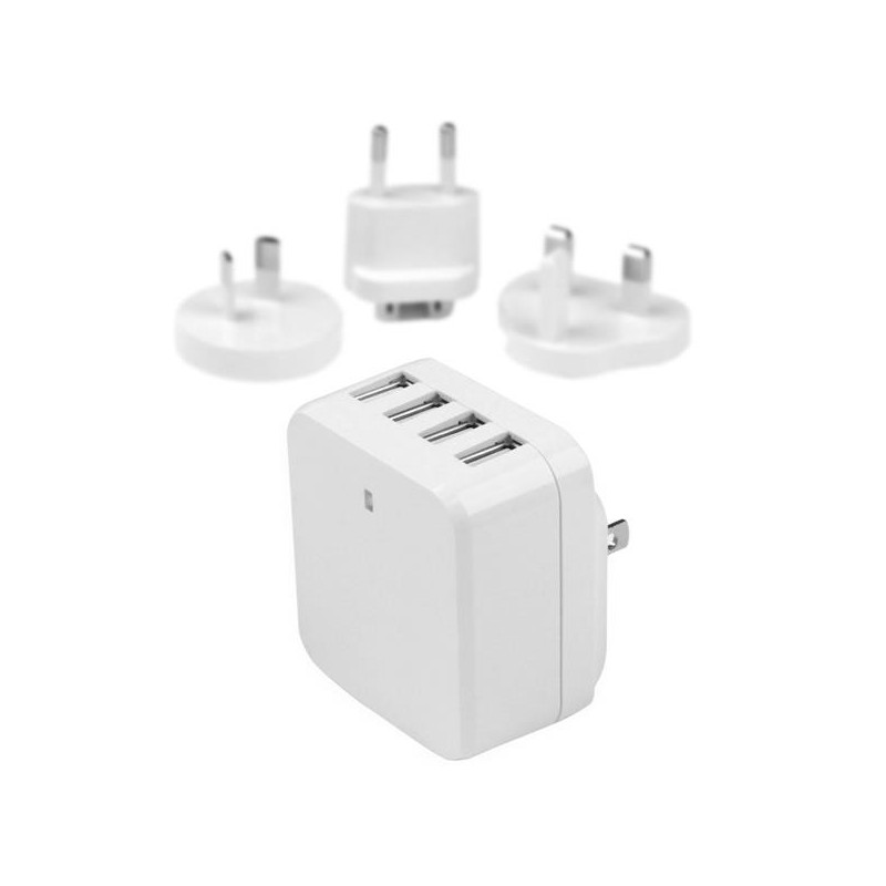 StarTech.com Caricatore da Parete a 4 porte USB con spine Internazionaili - 34W 6.8A - Bianco