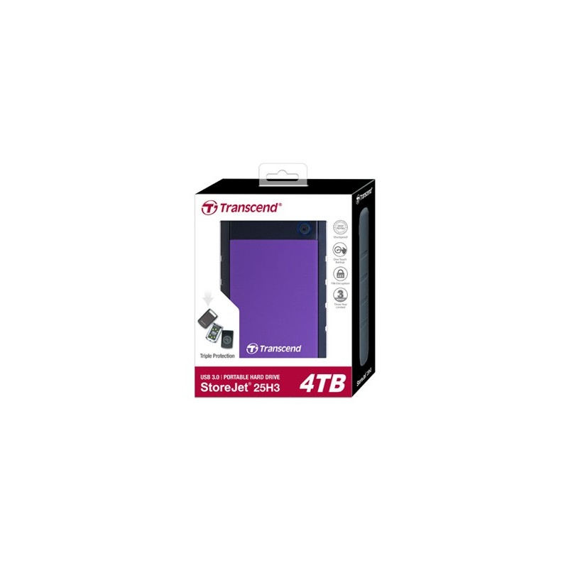 Transcend StoreJet 25H3 disco rigido esterno 4 TB Nero, Viola