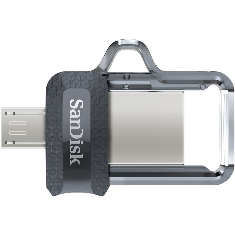 SanDisk Ultra Dual m3.0 unità flash USB 64 GB USB Type-A   Micro-USB 3.2 Gen 1 (3.1 Gen 1) Nero, Argento, Trasparente