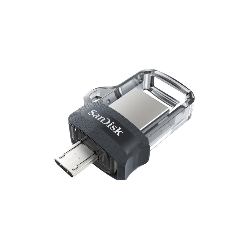 SanDisk Ultra Dual m3.0 unità flash USB 128 GB USB Type-A   Micro-USB 3.2 Gen 1 (3.1 Gen 1) Nero, Argento, Trasparente