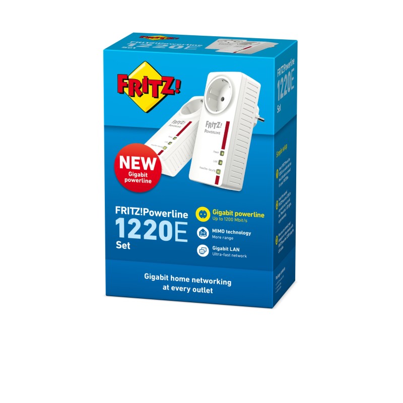 FRITZ!Powerline 1220E 1200 Mbit s Collegamento ethernet LAN Bianco 2 pz