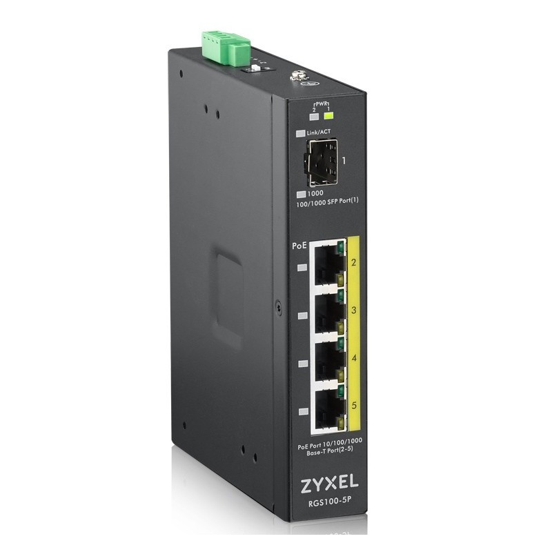 Zyxel RGS100-5P Non gestito L2 Gigabit Ethernet (10 100 1000) Supporto Power over Ethernet (PoE) Nero