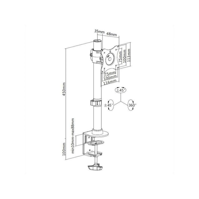 ITB MB3293 supporto da tavolo per Tv a schermo piatto 68,6 cm (27") Nero Scrivania