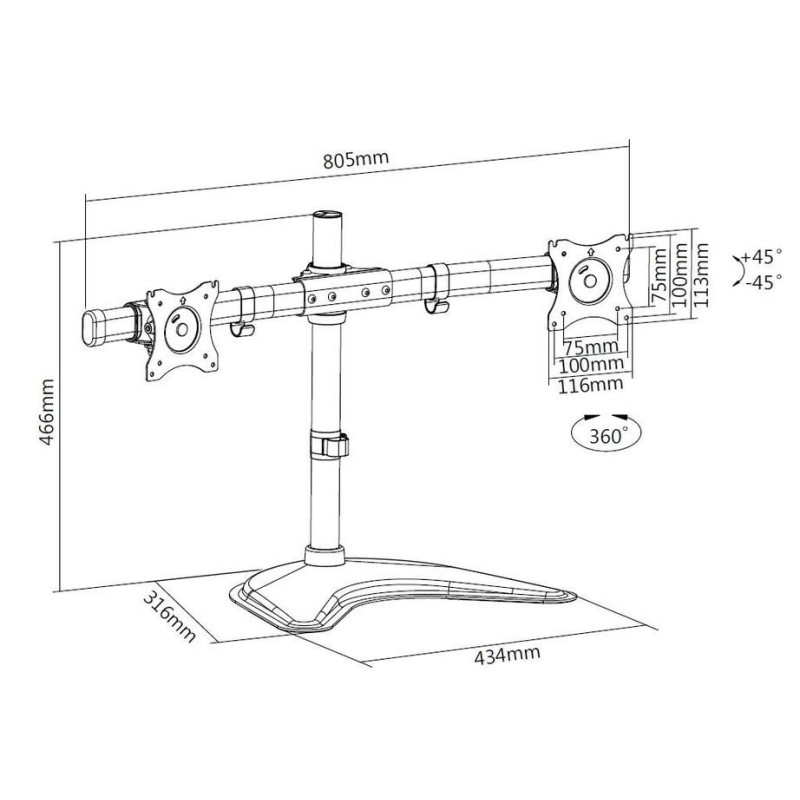 ITB MB3330 supporto da tavolo per Tv a schermo piatto 68,6 cm (27") Argento Scrivania