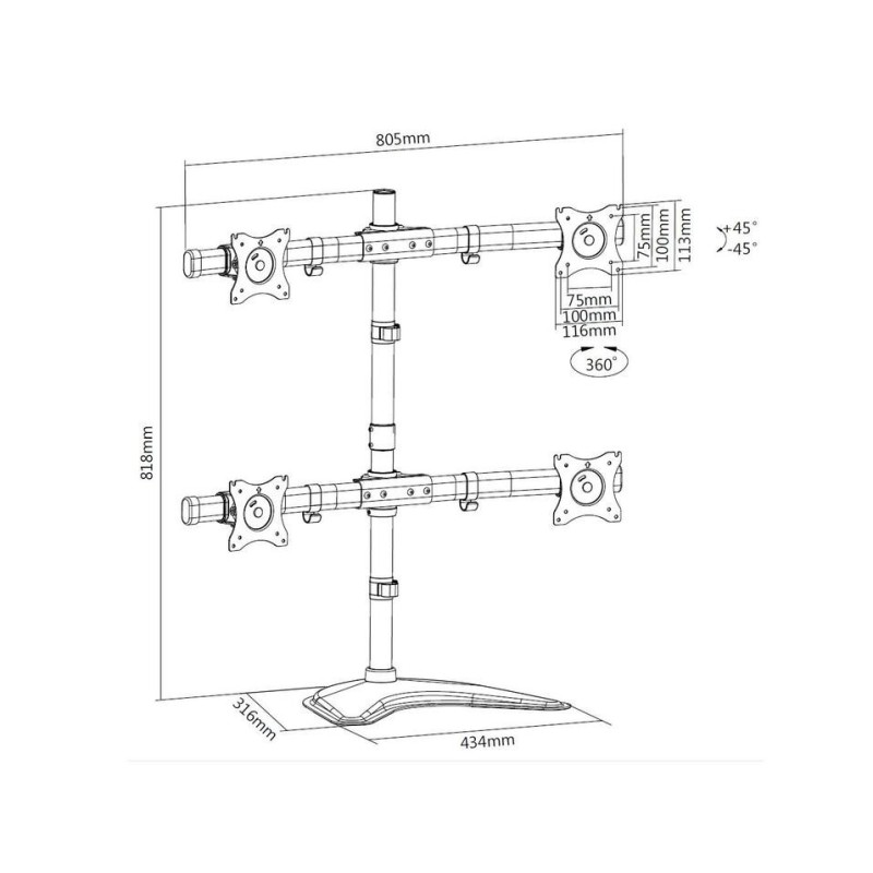 ITB MB3347 supporto da tavolo per Tv a schermo piatto 68,6 cm (27") Nero Scrivania