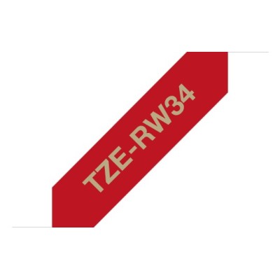 Brother TZE-RW34 nastro per etichettatrice Oro su rosso