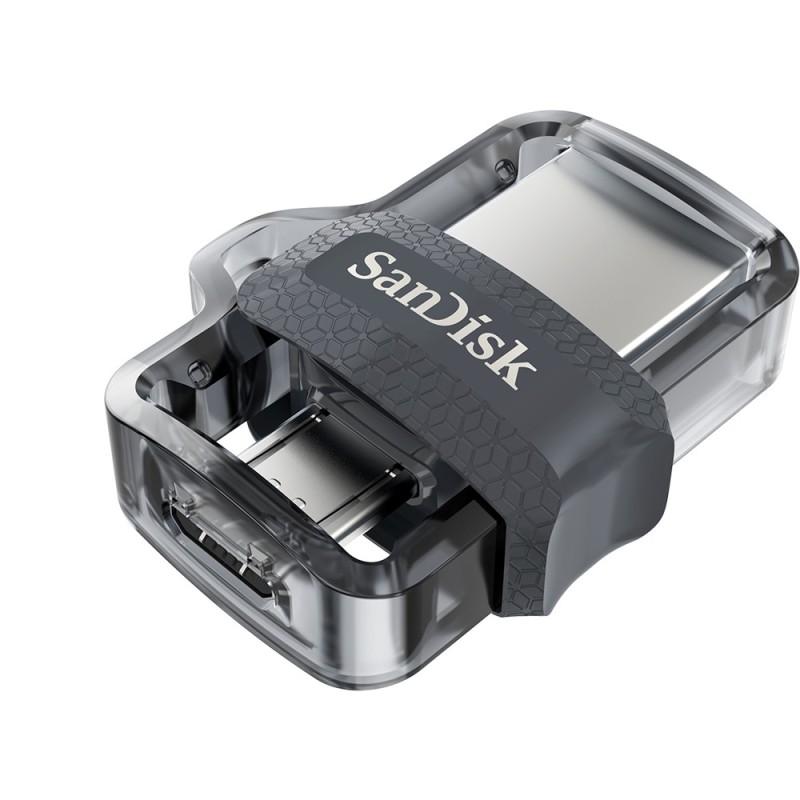SanDisk Ultra Dual m3.0 unità flash USB 256 GB USB Type-A   Micro-USB 3.2 Gen 1 (3.1 Gen 1) Nero, Argento, Trasparente