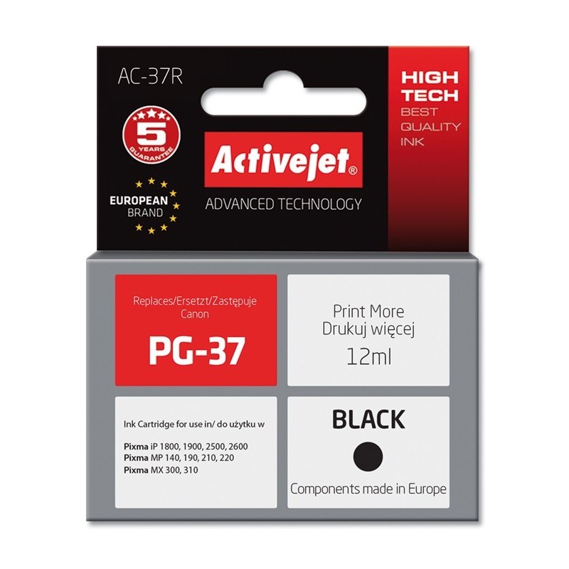 Activejet AC-37R cartuccia d'inchiostro 1 pz Compatibile Resa elevata (XL) Nero