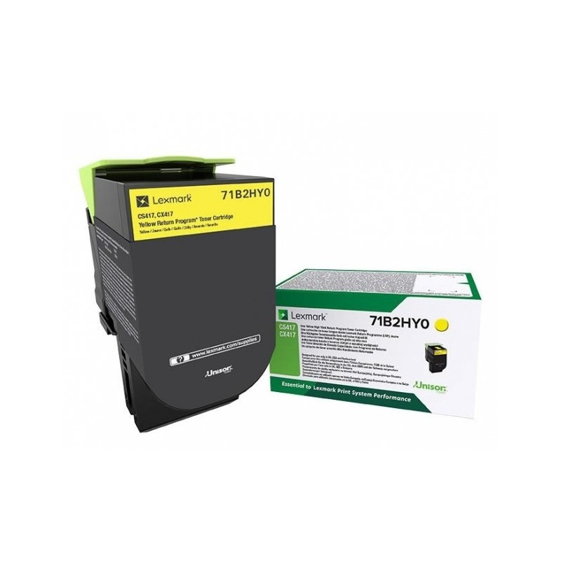 Lexmark 71B2HY0 cartuccia toner 1 pz Originale Giallo