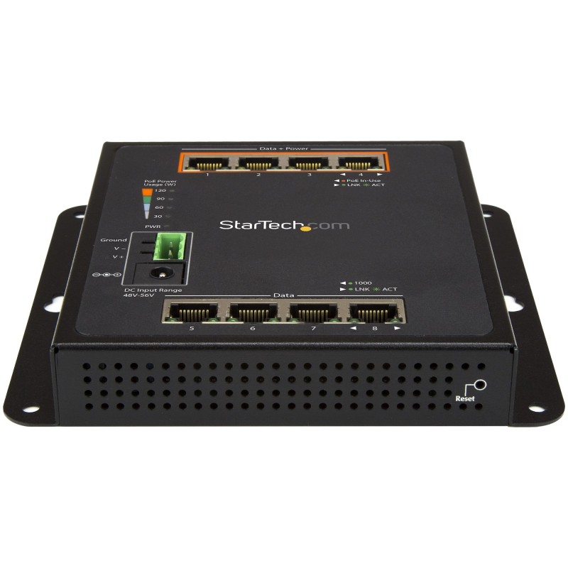 StarTech.com Switch industriale a 8 porte Gigabit PoE - 4 x PoE+ 30W - Power Over Ethernet - Switch gestito GbE Layer L2 in