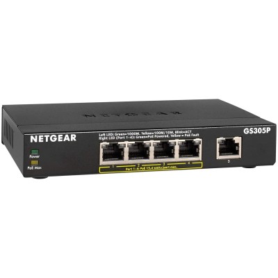 NETGEAR GS305P Non gestito Gigabit Ethernet (10 100 1000) Supporto Power over Ethernet (PoE) Nero