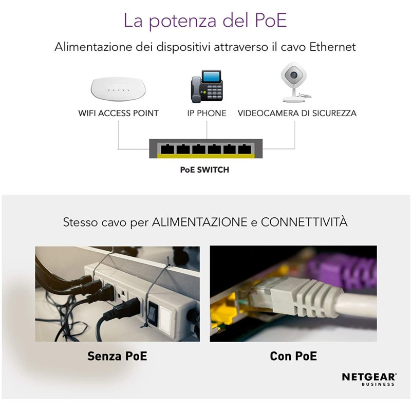 NETGEAR GS305P Non gestito Gigabit Ethernet (10 100 1000) Supporto Power over Ethernet (PoE) Nero