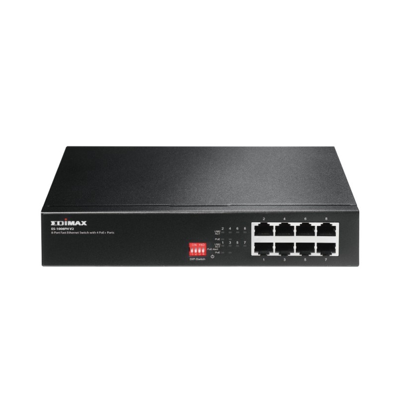Edimax ES-1008PH V2 switch di rete Non gestito Fast Ethernet (10 100) Supporto Power over Ethernet (PoE) Nero