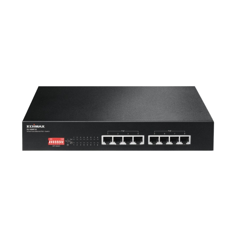 Edimax ES-1008P V2 switch di rete Fast Ethernet (10 100) Supporto Power over Ethernet (PoE) Nero