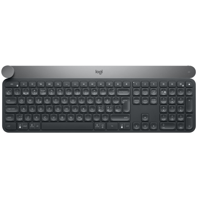 Logitech Craft Advanced keyboard with creative input dial tastiera RF senza fili + Bluetooth QWERTY Nordic Nero, Grigio