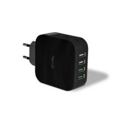 Celly TC4USBTURBOBK Caricabatterie per dispositivi mobili Universale Nero AC Interno