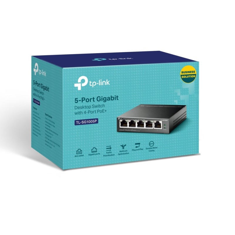 TP-Link TL-SG1005P switch di rete Non gestito Gigabit Ethernet (10 100 1000) Supporto Power over Ethernet (PoE) Nero