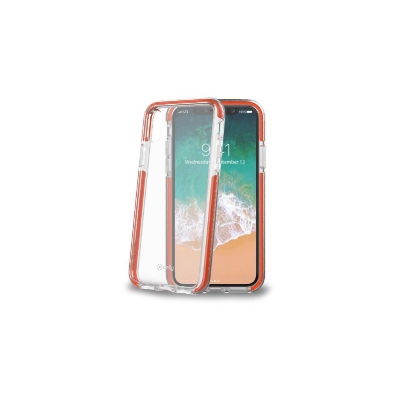 Celly HEXAGON900OR custodia per cellulare 14,7 cm (5.8") Cover a guscio Arancione, Trasparente