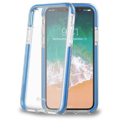 Celly HEXAGON900LB custodia per cellulare 14,7 cm (5.8") Cover a guscio Blu, Trasparente