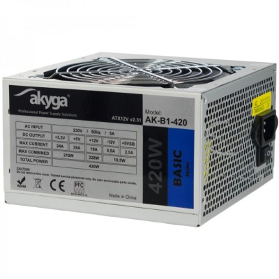 Akyga AK-B1-420 alimentatore per computer 420 W 20+4 pin ATX ATX Grigio