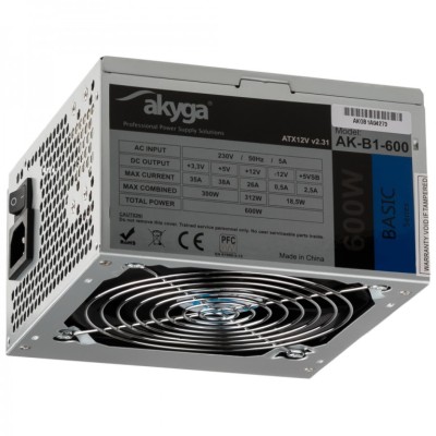 Akyga AK-B1-600 alimentatore per computer 600 W 20+4 pin ATX ATX Grigio
