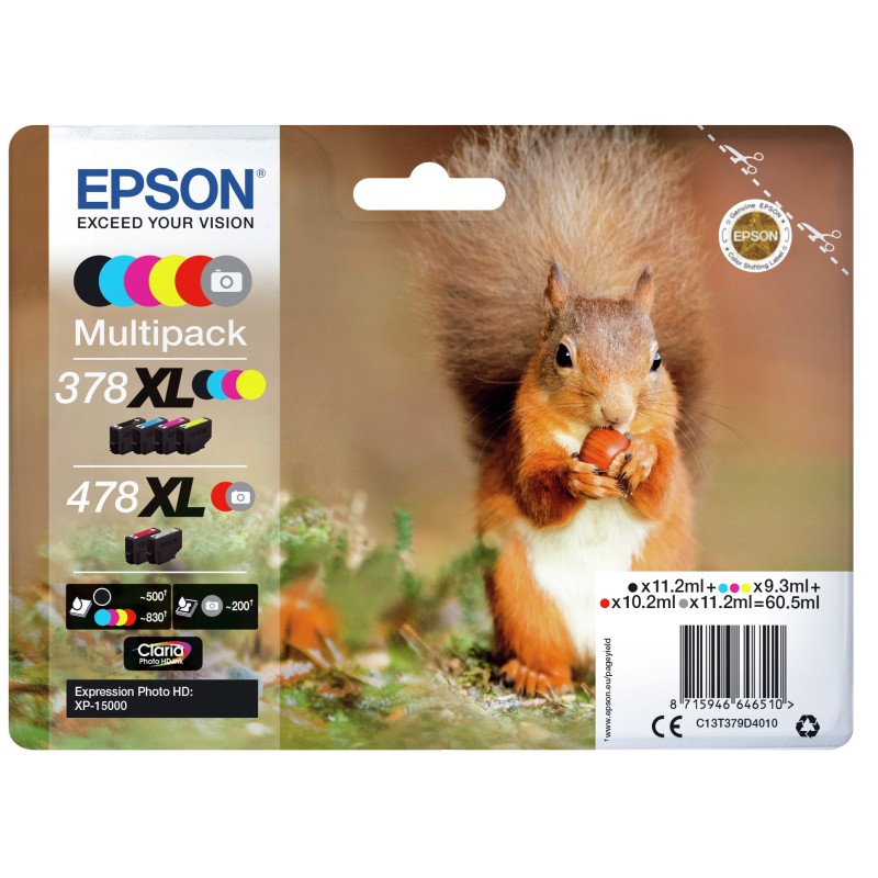 Epson Squirrel Multipack 6-colours 378XL   478XL Claria Photo HD Ink