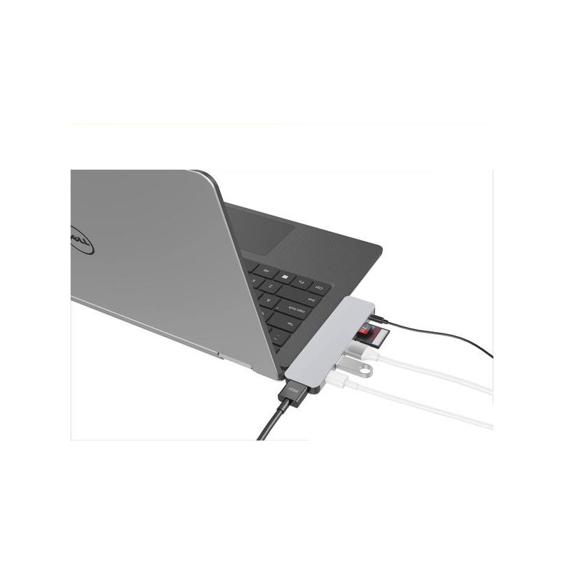 HYPER GN21D-GRAY replicatore di porte e docking station per laptop Grigio