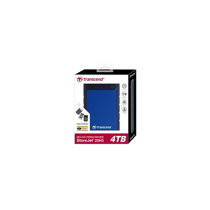 Transcend StoreJet 25H3 disco rigido esterno 4 TB Blu, Blu marino