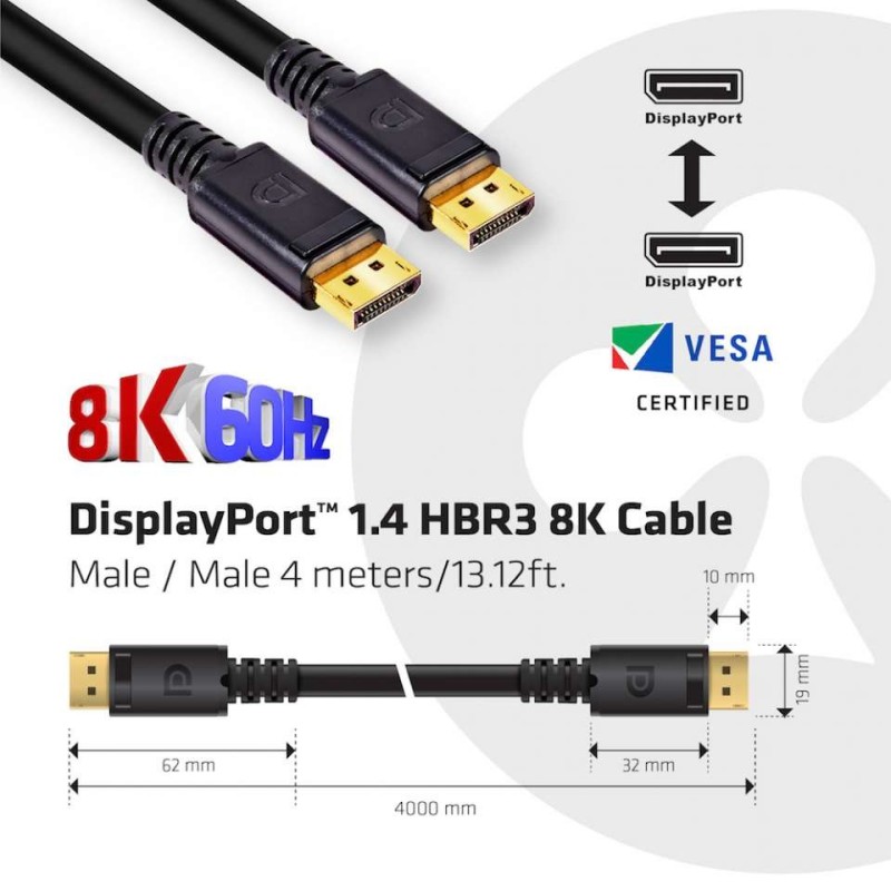 CLUB3D DisplayPort 1.4 HBR3 8K Cable M M 4m  13.12ft