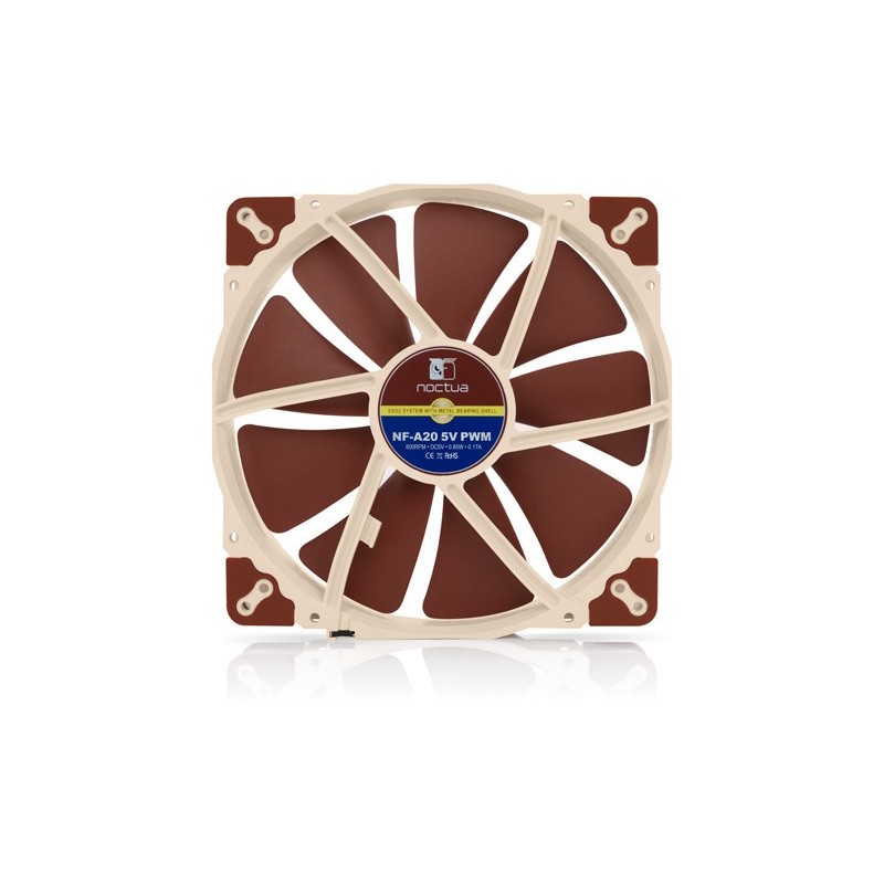 Noctua NF A20 5V PWM Case per computer Ventilatore 20 cm Beige, Rosso