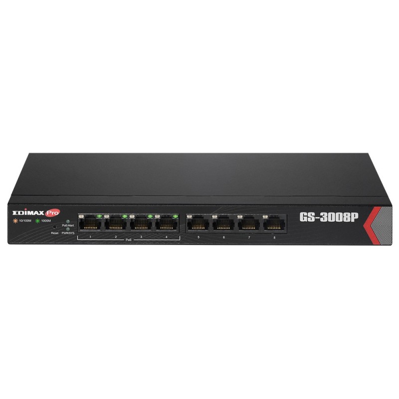 Edimax GS-3008P switch di rete Gestito Gigabit Ethernet (10 100 1000) Supporto Power over Ethernet (PoE) Nero