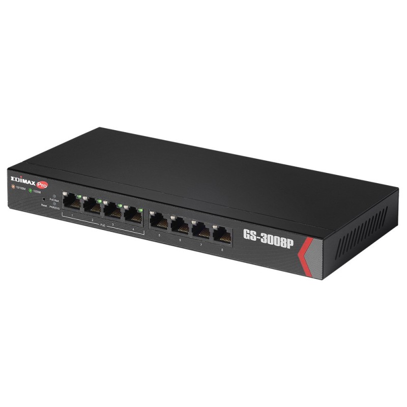 Edimax GS-3008P switch di rete Gestito Gigabit Ethernet (10 100 1000) Supporto Power over Ethernet (PoE) Nero
