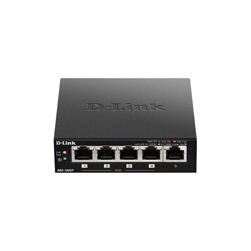 D-Link DGS-1005P Non gestito L2 Gigabit Ethernet (10 100 1000) Supporto Power over Ethernet (PoE) Nero