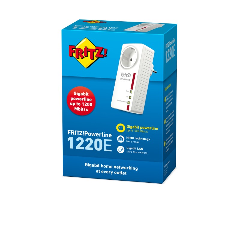 FRITZ!Powerline 1220E 1200 Mbit s Collegamento ethernet LAN Bianco 1 pz