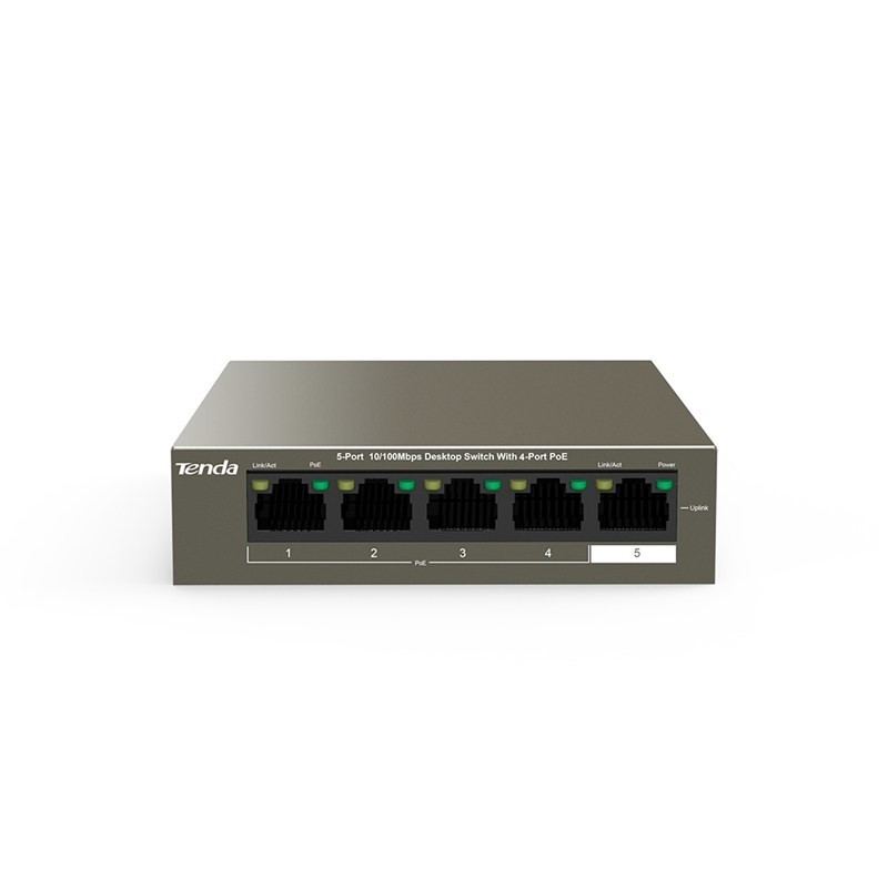 Tenda TEF1105P-4-38W switch di rete Non gestito L2 Fast Ethernet (10 100) Supporto Power over Ethernet (PoE) Grigio