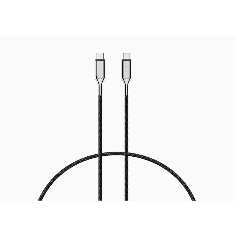 Cygnett USB-C - USB-C cavo USB 1 m USB 2.0 USB C Nero, Acciaio inossidabile