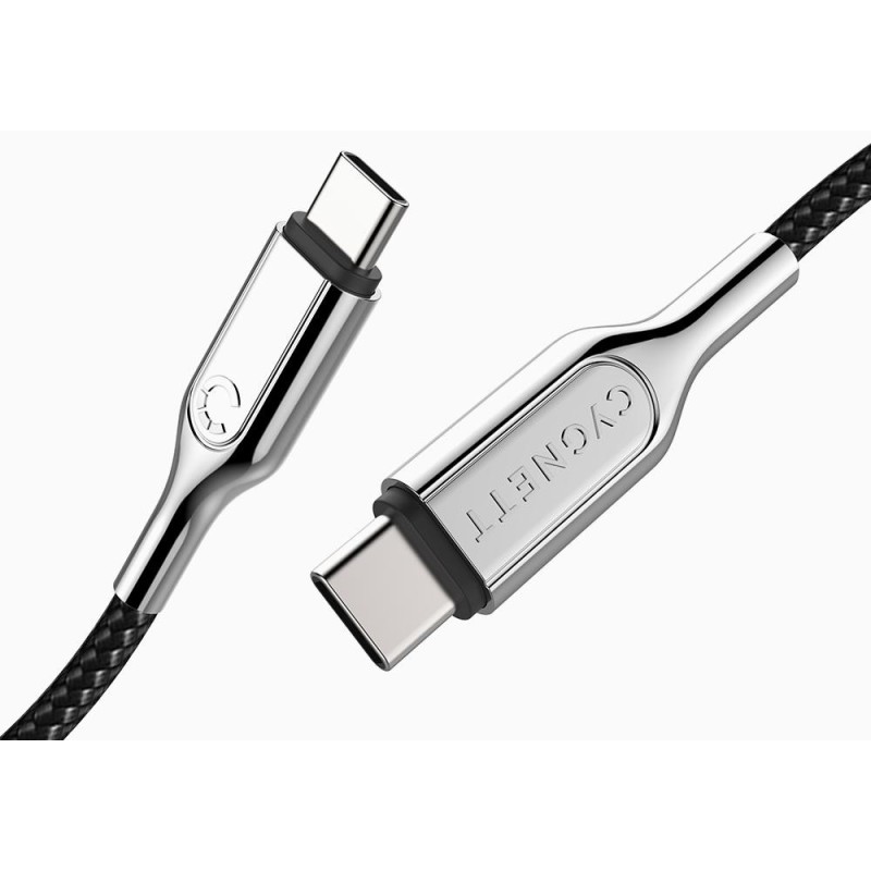 Cygnett USB-C - USB-C cavo USB 1 m USB 2.0 USB C Nero, Acciaio inossidabile