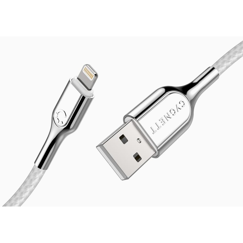 Cygnett Lightning - USB-A 0,1 m Acciaio inossidabile, Bianco