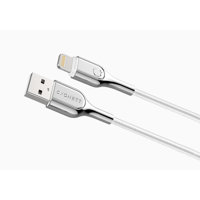 Cygnett Lightning - USB-A 0,1 m Acciaio inossidabile, Bianco