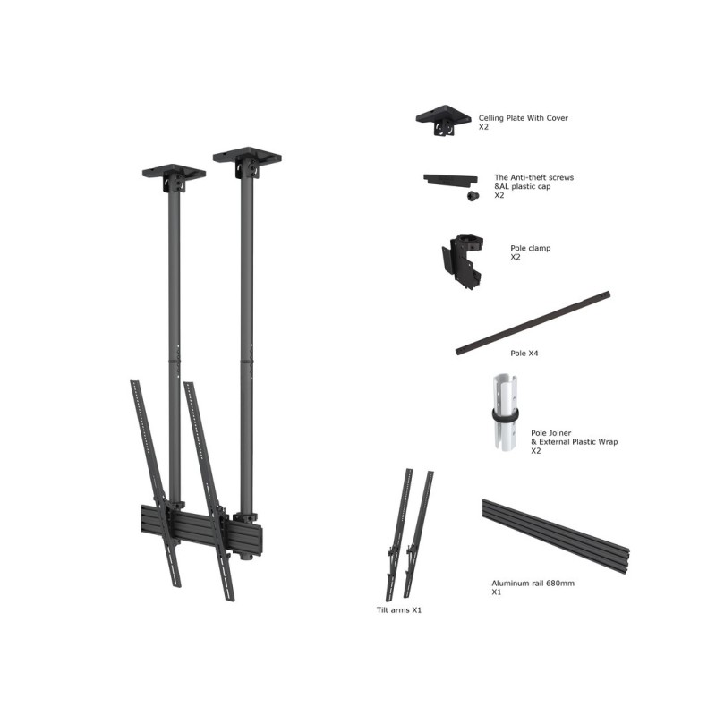 ITB MB6133 Supporto TV a parete 2,54 m (100") Nero