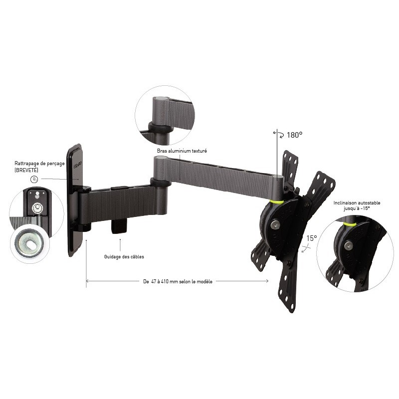 ITB ER048320 Supporto TV a parete 94 cm (37") Alluminio, Nero