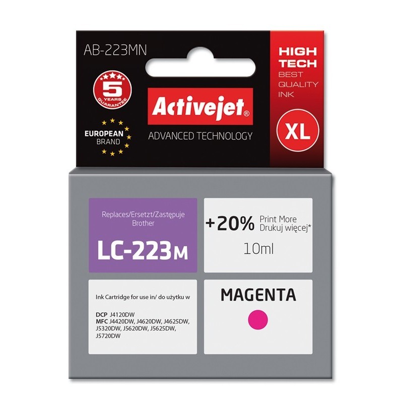 Activejet AB-223MN cartuccia d'inchiostro 1 pz Compatibile Resa elevata (XL) Magenta