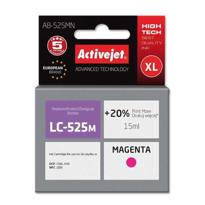 Activejet AB-525MN cartuccia d'inchiostro 1 pz Compatibile Resa elevata (XL) Magenta