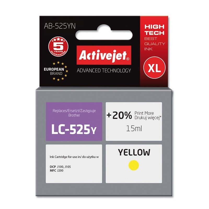 Activejet AB-525YN cartuccia d'inchiostro 1 pz Compatibile Resa elevata (XL) Giallo