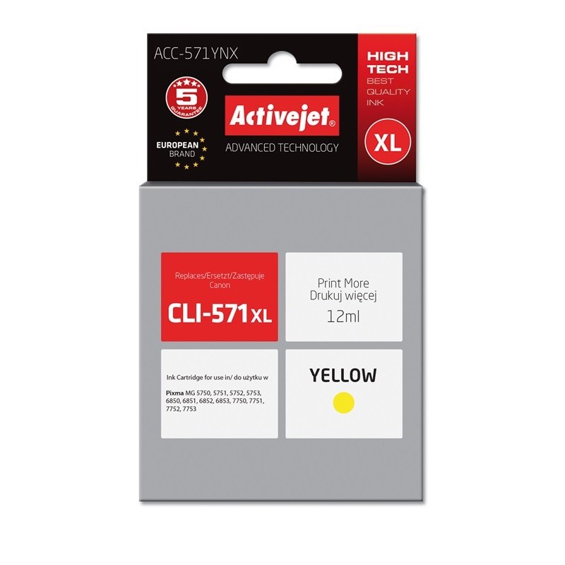 Activejet ACC-571YNX cartuccia d'inchiostro 1 pz Compatibile Resa elevata (XL) Giallo