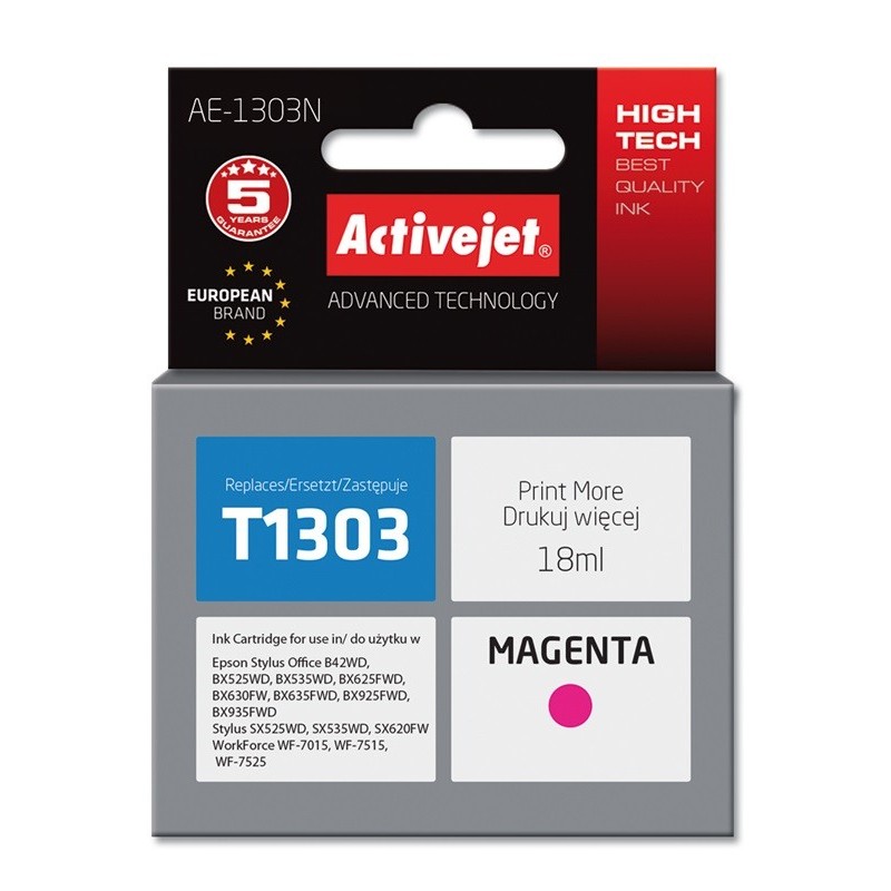 Activejet AE-1303N cartuccia d'inchiostro 1 pz Compatibile Resa elevata (XL) Magenta