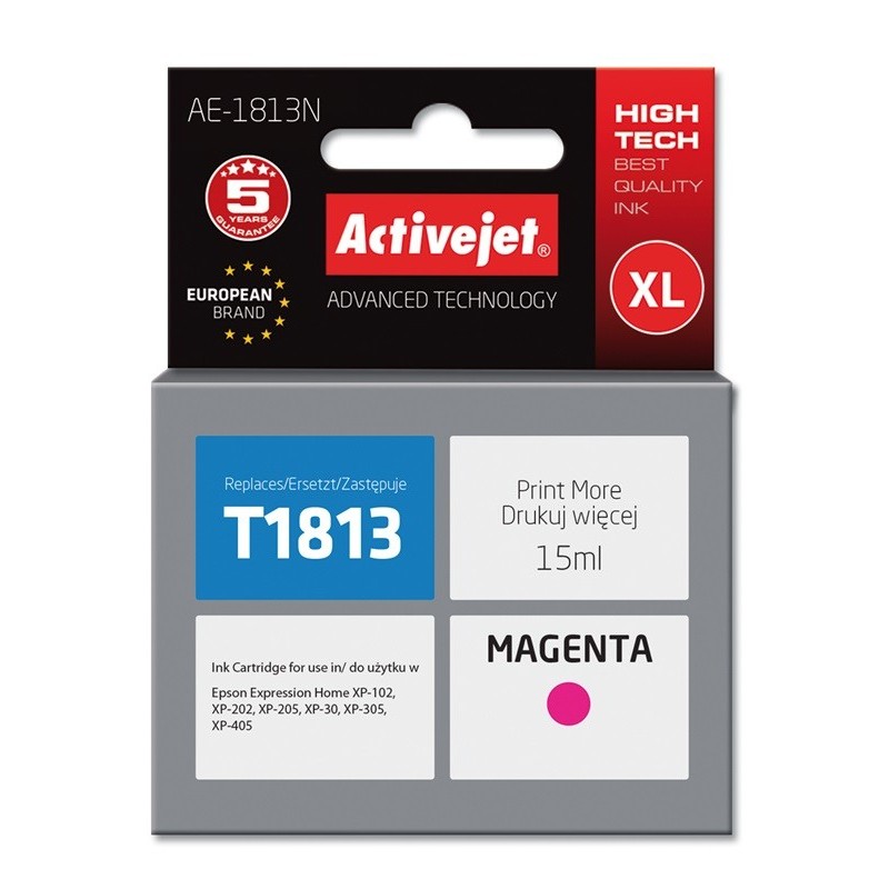 Activejet AE-1813N cartuccia d'inchiostro 1 pz Compatibile Resa elevata (XL) Magenta