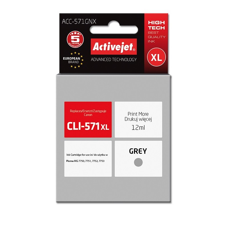 Activejet ACC-571GNX cartuccia d'inchiostro 1 pz Compatibile Resa elevata (XL) Grigio