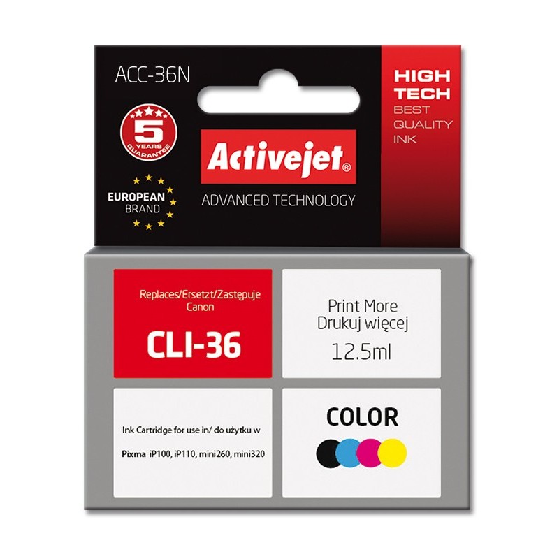 Activejet ACC-36N cartuccia d'inchiostro 1 pz Compatibile Resa elevata (XL) Nero, Ciano, Magenta, Giallo