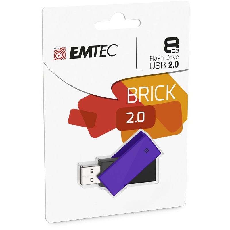 Emtec C350 Brick 2.0 unità flash USB 8 GB USB tipo A Nero, Viola